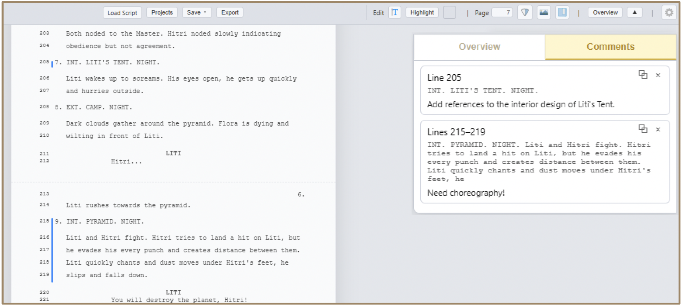 Comment Window showing the quoted text, formatting tools, and comment field